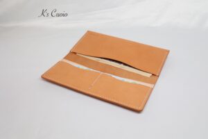 レザーアイテムK's Cuoio ヌメ革 シンプルお札ケースTypeB(オレンジ&ナチュラル色)