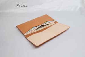 レザーアイテムK's Cuoio ヌメ革 シンプルお札ケースTypeA(オレンジ&ナチュラル色)